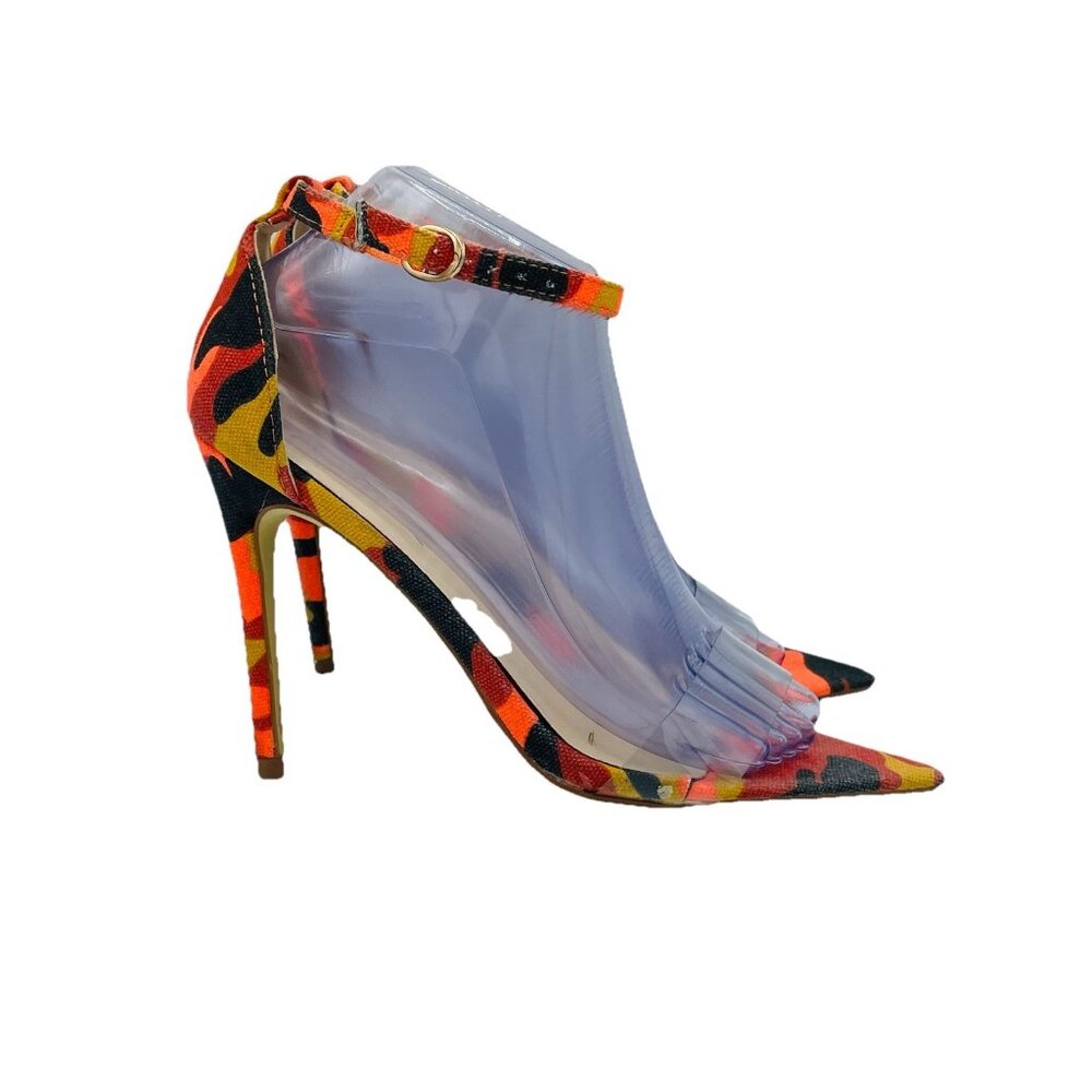 Anne Michelle Womens Heels Size 7 Cammo Exception Open Toe Ankle Strap Stiletto
